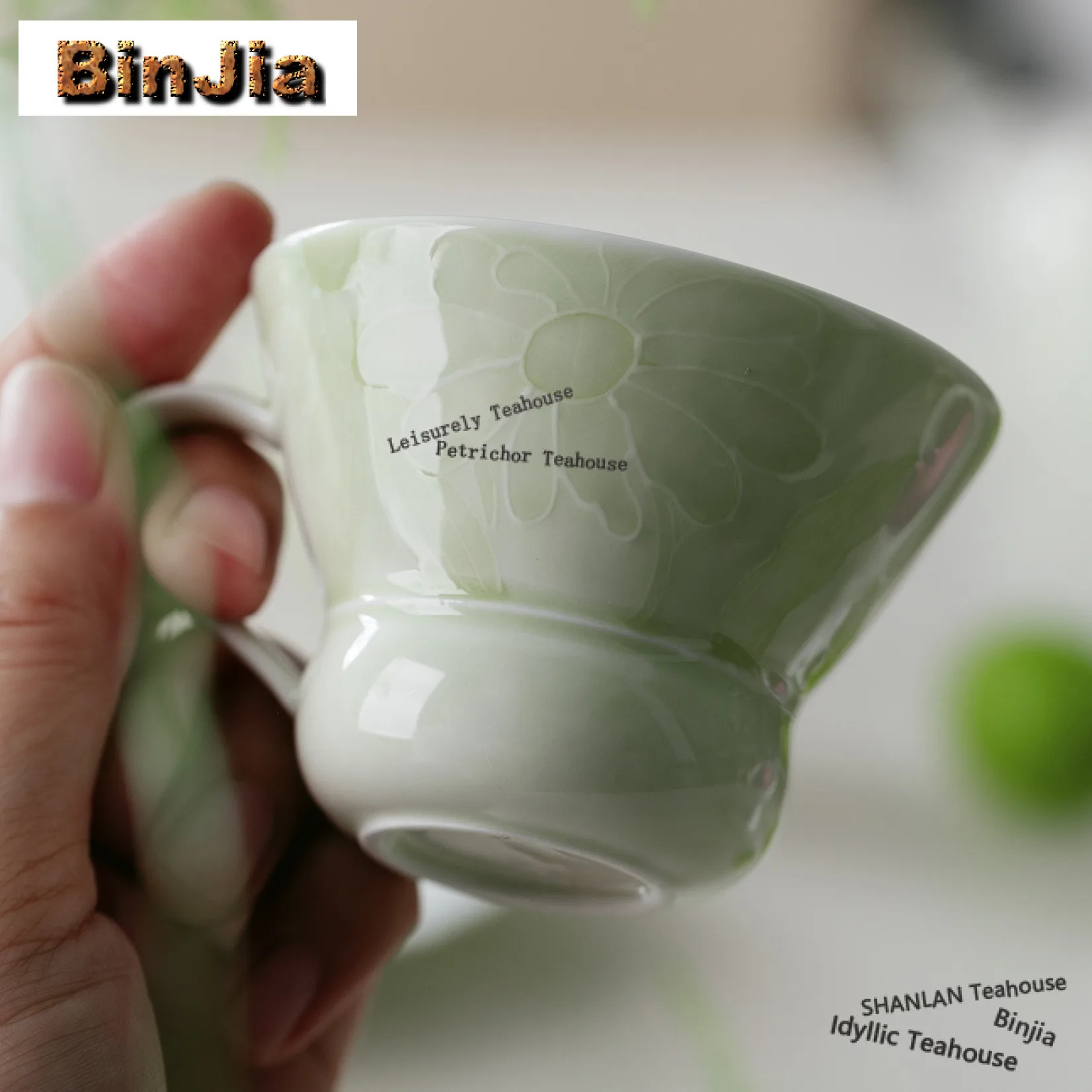

100 мл фарфоровая чашка Arita светло-зеленого цвета с лепестками, древняя чайная чаша, одиночные чашки, чашка для дегустации чая, чашка для запаха, чашки Chazhan Master Craft