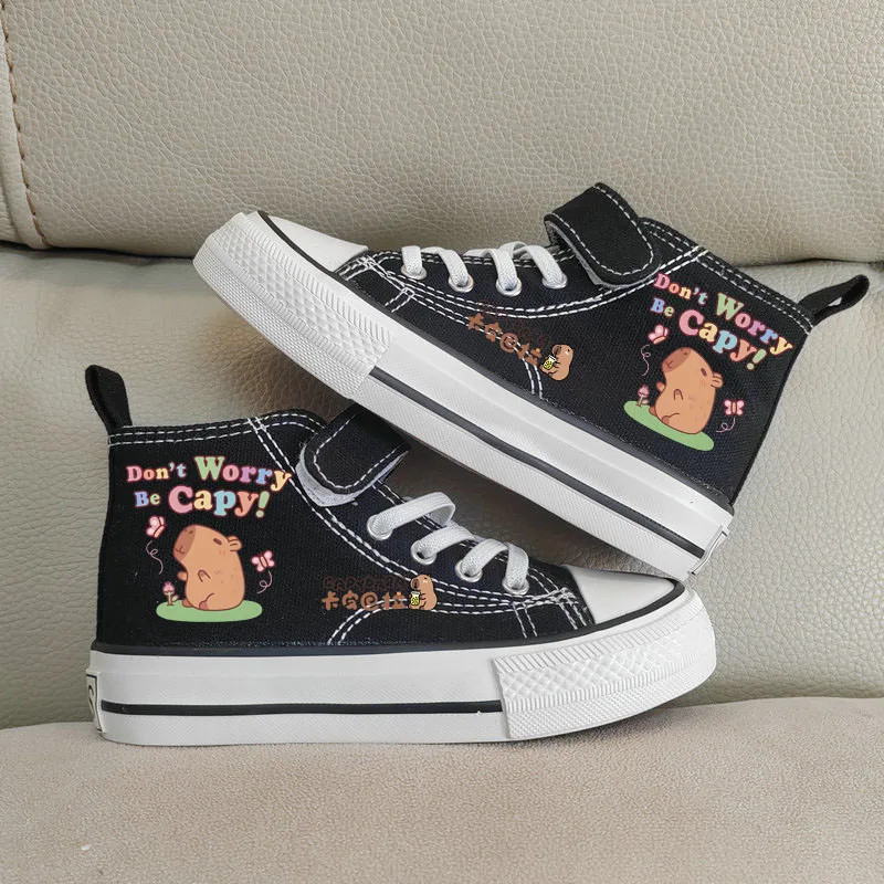 Capybara Cartoon Children Casual Sneakers Girls' High-Top Canvas Shoes Boys Student Running Kids basket Shoes Rumi Tennis Shoes