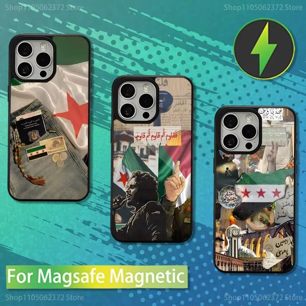 

Syrian Flag National Emblem Phone Case For iPhone 16,15,14,13,12,11,Pro,Max,Plus,Mini,Magsafe,Magnetic Wireless Charging Case