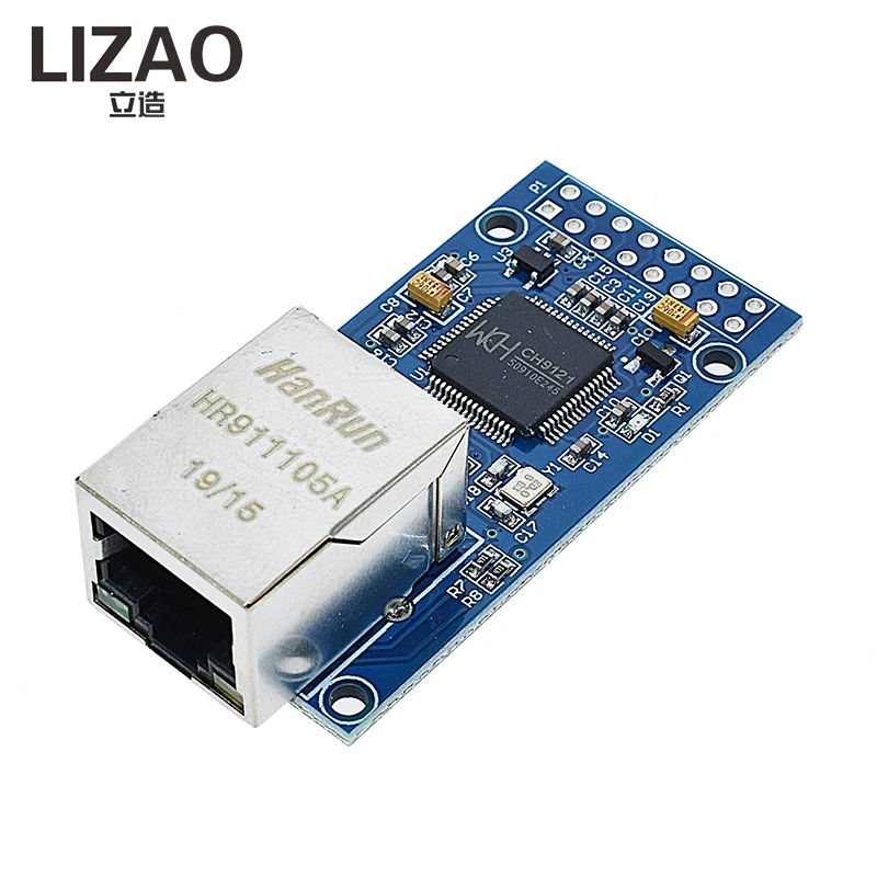 LIZAO CH9121 TTL Serial to Ethernet Converter UART to LAN Module TCP/IP Transparent Transmission 3.3V-5V for STM32 51 MCU