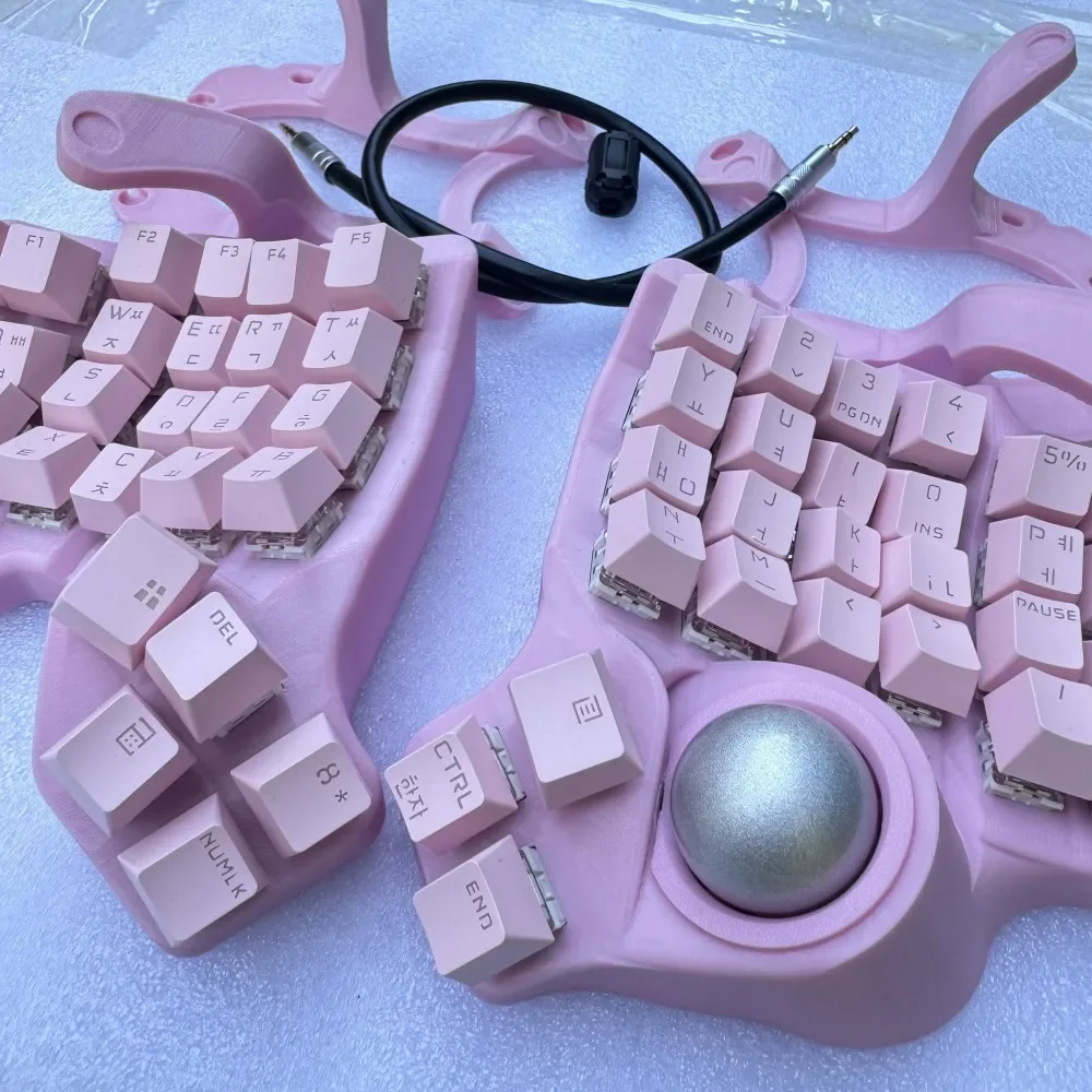 

Charybdis Split Keyboard Custom 4x6 Trackball Pink Keyboard Stand Wired Single-mode MX Switch Split Mechanical Teclado Gamer
