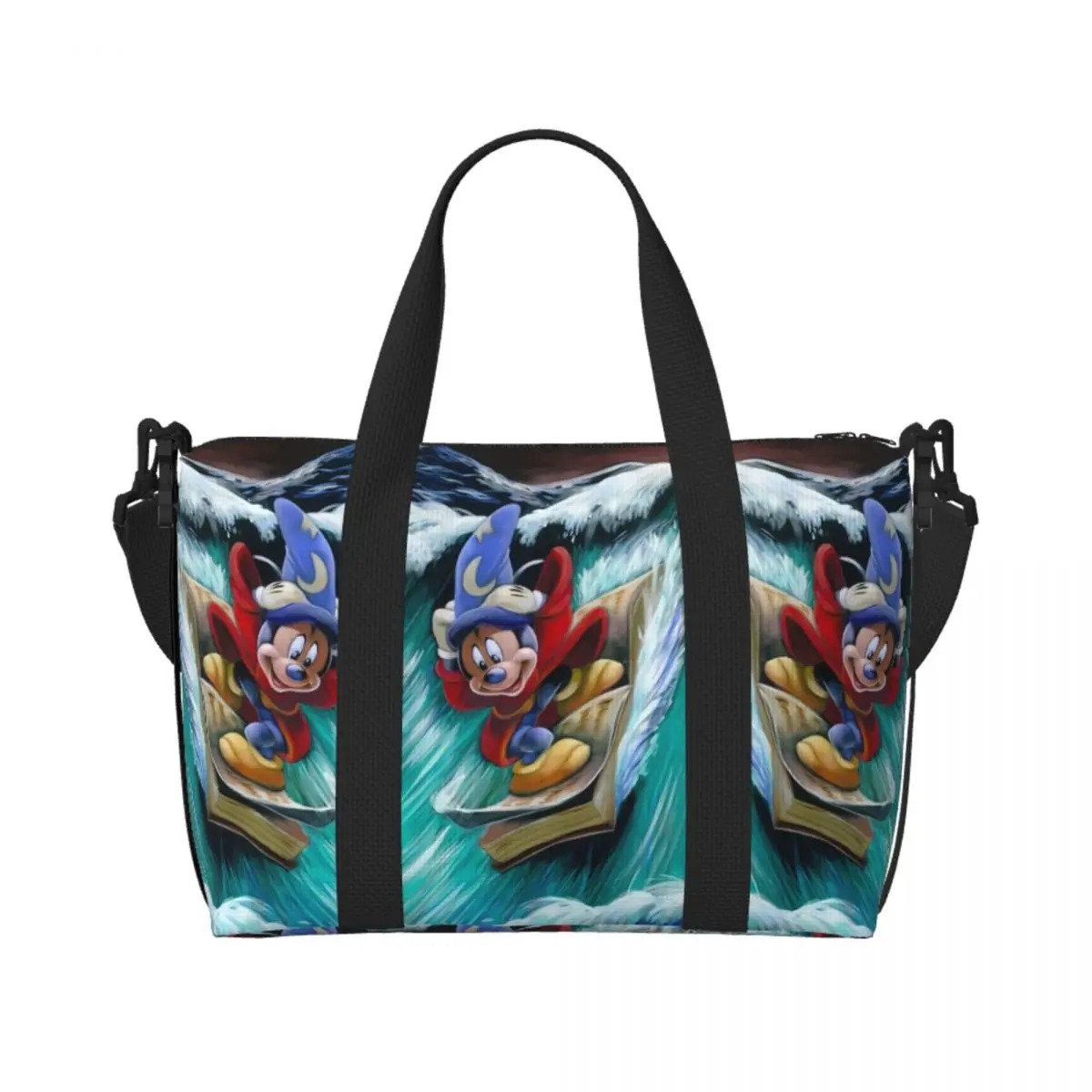 

Custom Large Fantasia Movies Mickey Mouse Anime Music Tote Bag Women Shopper Shoulder Gym Beach Travel Bag