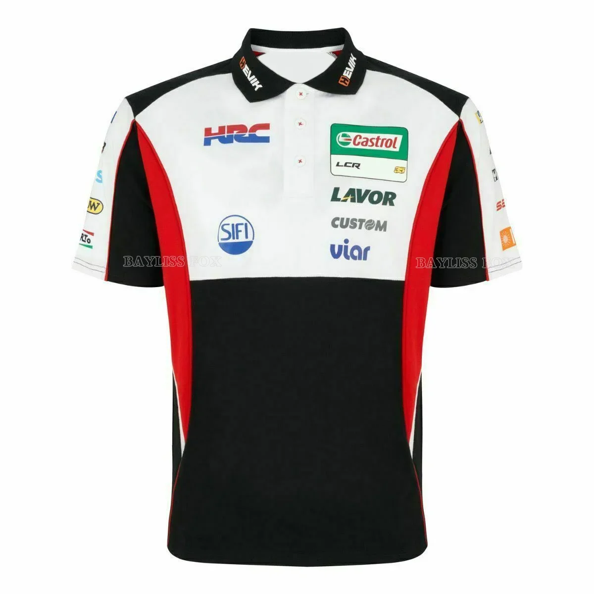 Image of Für Honda LCR Castrol Motos GP Poloshirt mit Knopfleiste und Revers, Herren Motorrad-Rennteam, Polyester, schnelltrocknend, atmungsaktiv, farbecht, weiß