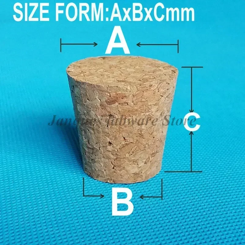 Bouchon en liège pour bouteille en verre de laboratoire, diamètre supérieur 100mm à 30mm, bouilloire, pudding, tube BuCord, bouchon en bois, 7.5