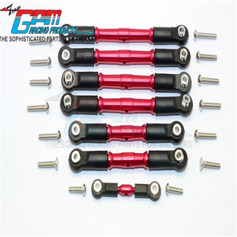 Tenditori in alluminio GPM completi con estremità a sfera in plastica-SET 7 pezzi per aggiornamento TRAXXAS 1/10 SLASH 4 x4/TELLURIDE