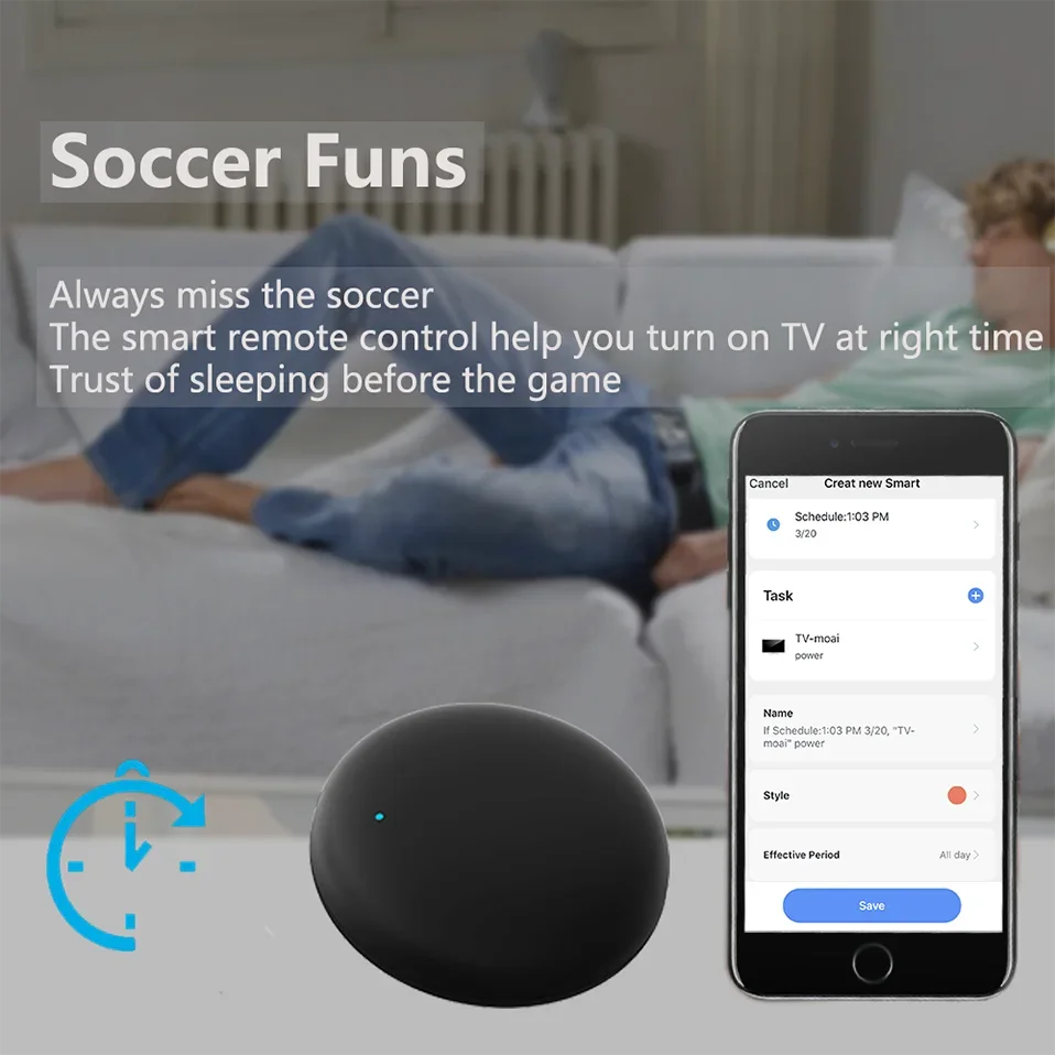 Control remoto WiFi IR para aplicación de hogar inteligente, Control remoto SmartLife para TV, DVD, AUD, AC, funciona co