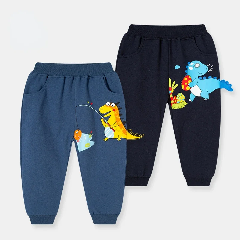 

Children's Pants Autumn New Korean Children's Sweat Pants Dinosaur Cartoon Casual Trousers Boys' Knitting Toilet Pants