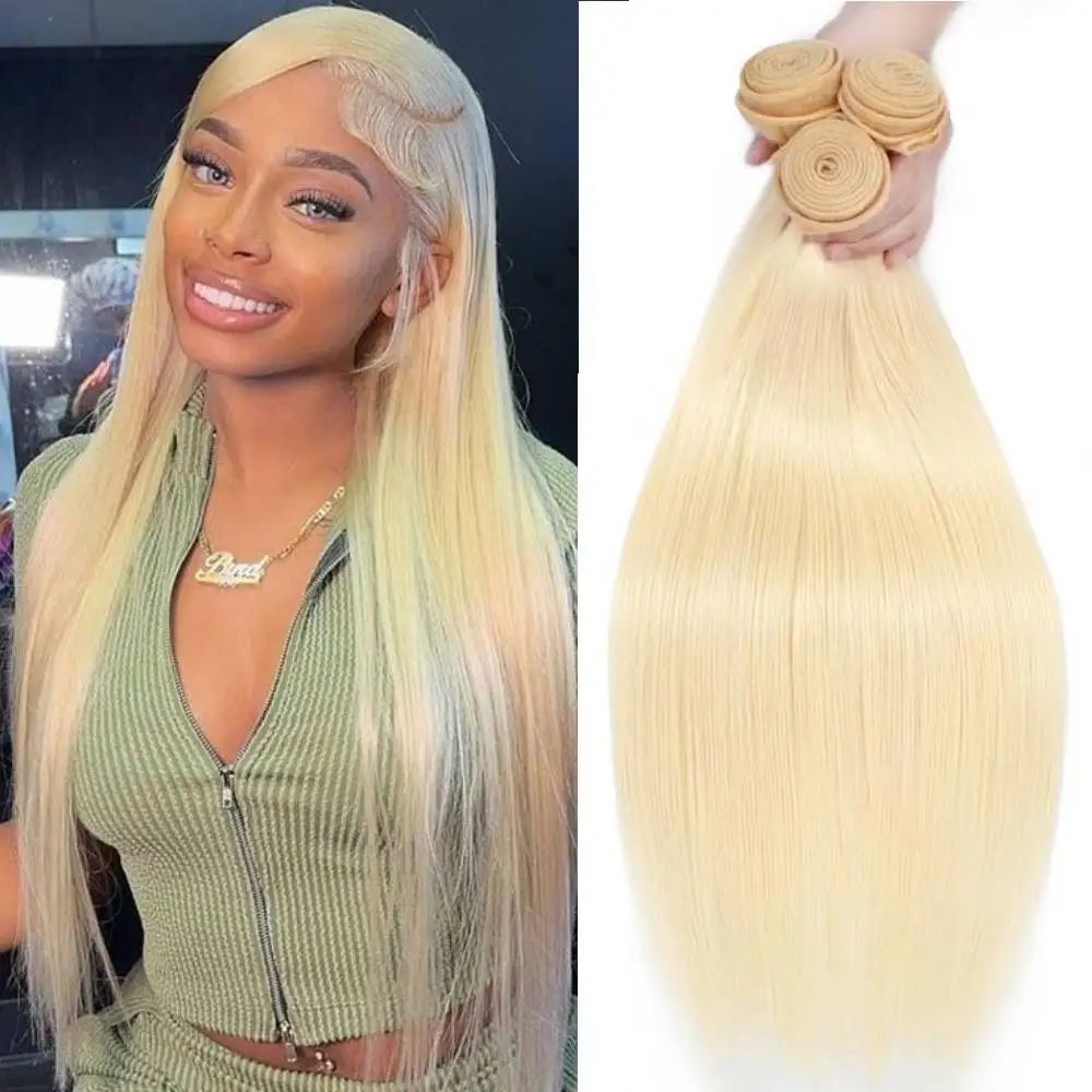 613 Blonde Human Hair Straight Bundles 613 Bone Straight Human Hair Extensions 12A Grade Brazilian Remy Human Hair Bundles 1 3 4 Bundles Extensions