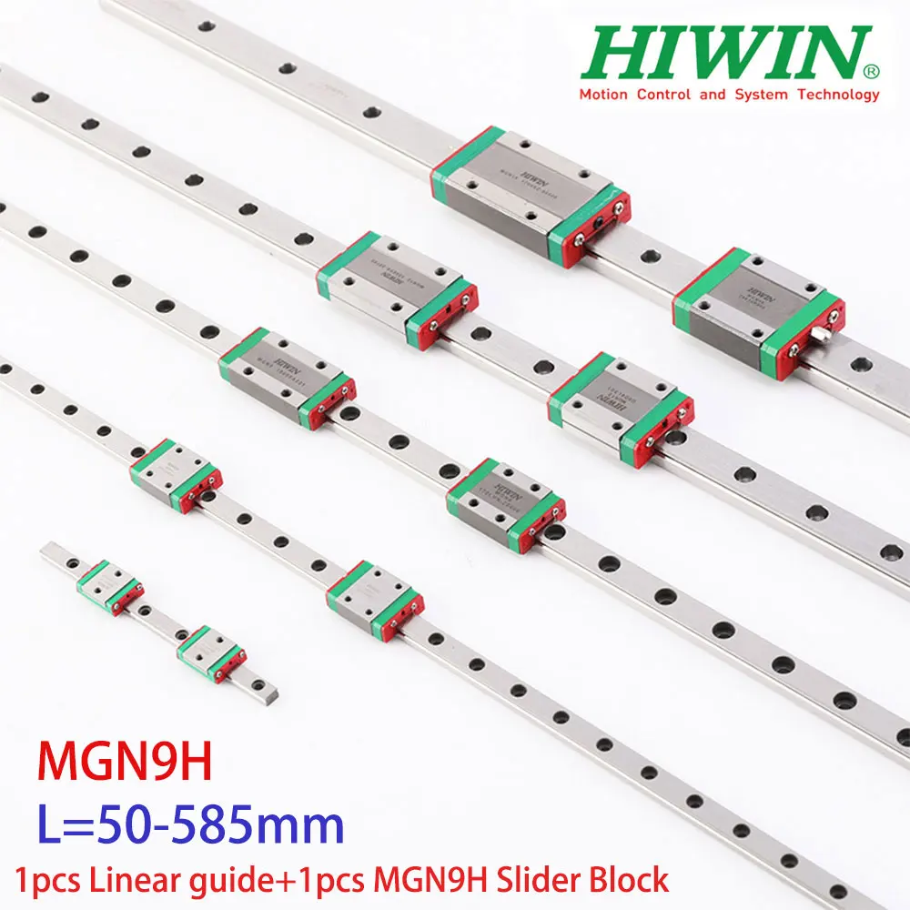 

HIWIN Original genuine MGN9 Miniature Linear Guide Rail L=50-580mm+1pcs MGN9H Slider Block For 3D Printers CNC parts