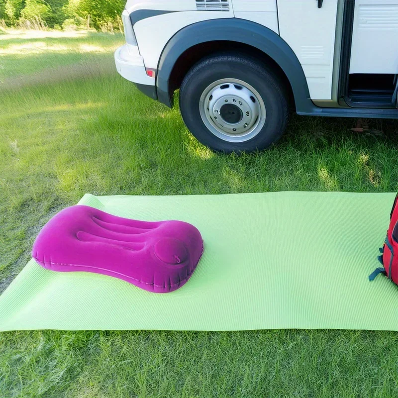 وسادة تخييم قابلة للنفخ للسفر قطعة واحدة من مسند الرقبة المحمول اضغط لتضخيم وسادة هوائية مدمجة للسفر على الشاطئ والمكتب والمنزل #2