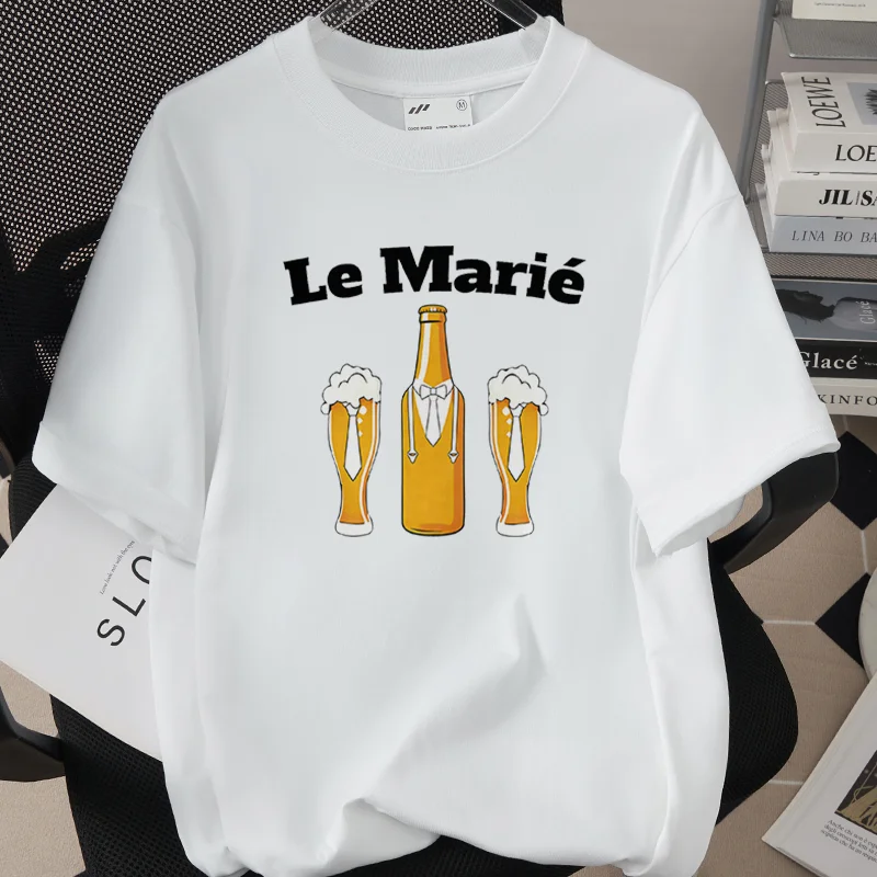 Team Groom Bachelor Wedding Party Tees: 260G High Quality Cotton Tops, Future Groom French Men EVG Single Farewell T-shirts M25