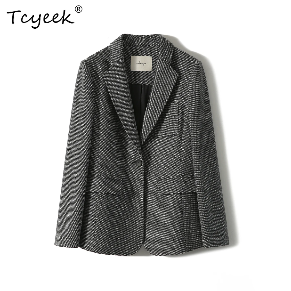 

Tcyeek-Elegant Blazers For Women, Sheep Wool, Commute Fashion OL Jackets, Twill Woolen Outwears, Winter and Autumn C40418QM