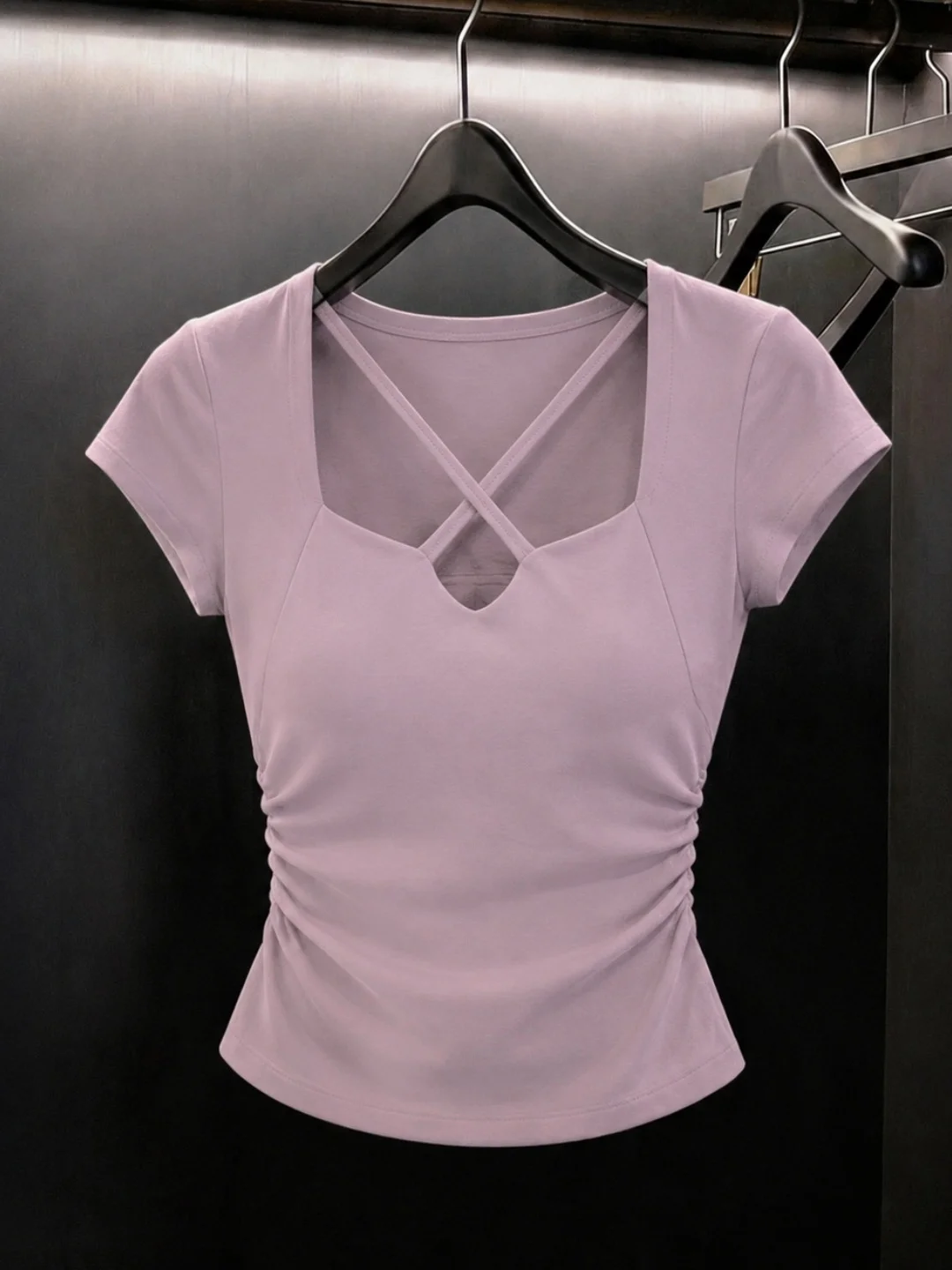 

Summer 2026 Women's Slim Fit Short Sleeve T-Shirt Pure Color Design Korean Style Versatile Top Commute Fashion plus Size