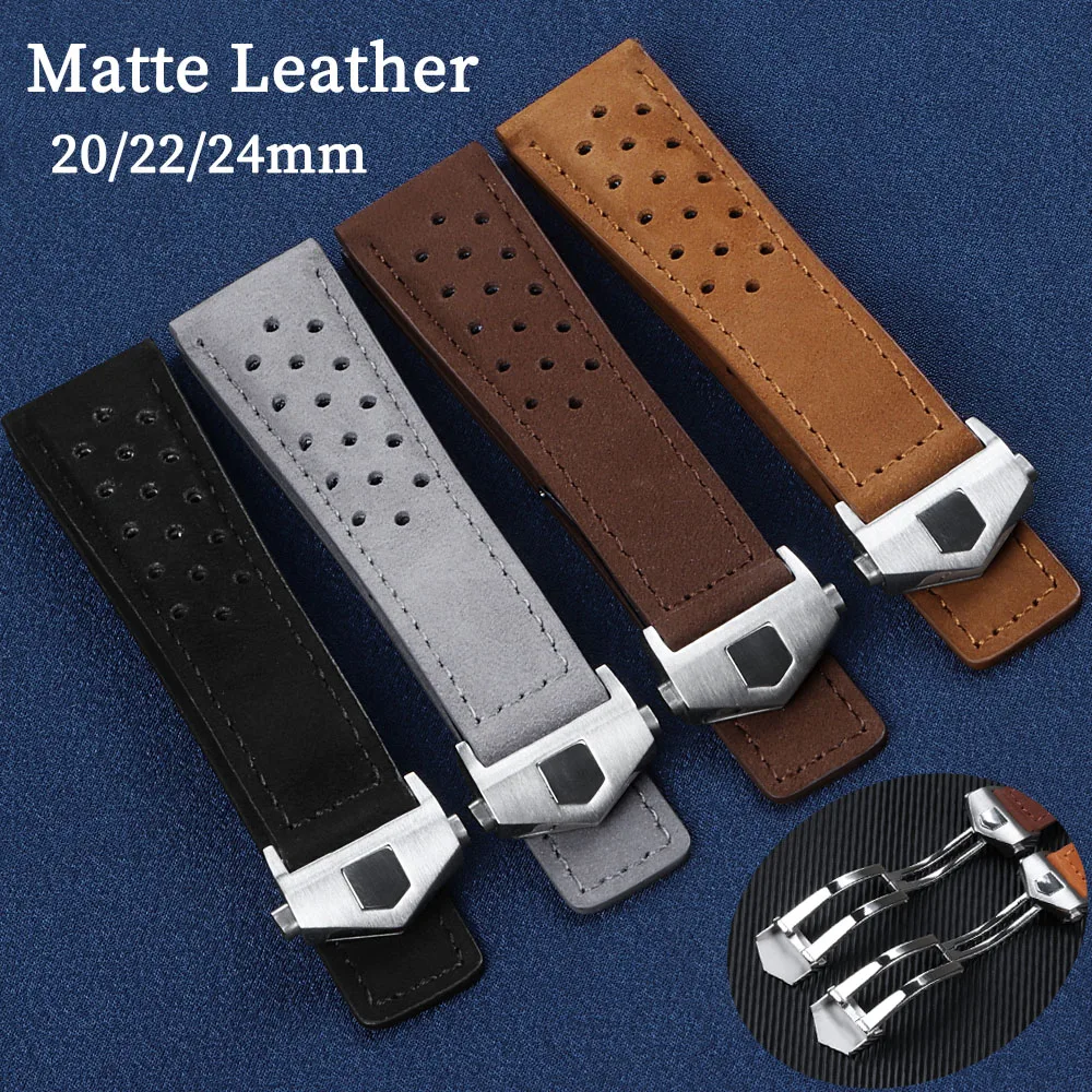 Genuine Cowhide Bracelet for Tag Heuer for Carrera Series Watch Band 20mm 22mm 24mm Cow Leather Replacement Wristband Accessory