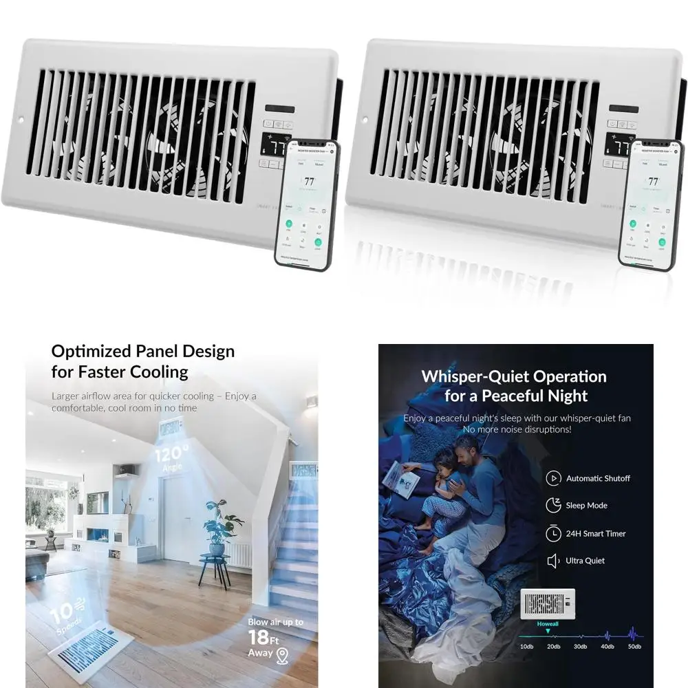 

6 x 12 Silent AC Vent with Smart Dual Temperature Control and Mobile App