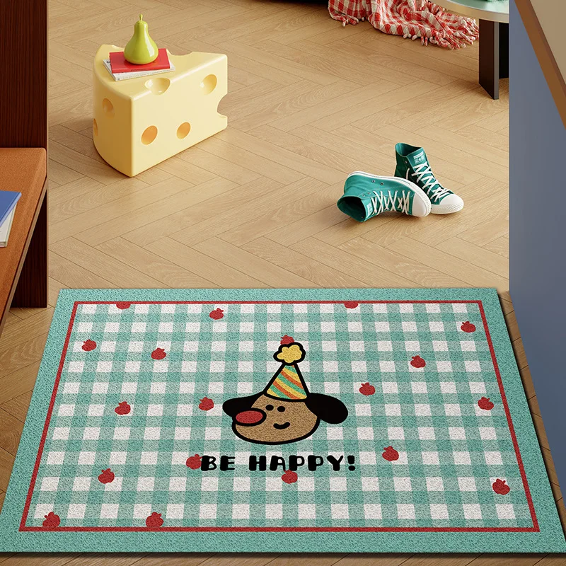 

Pastel Checkered Wire Loop Mat Easy-Clean Waterproof Heavy-Duty Mat for Home Entryway Living Room Kids’ Space