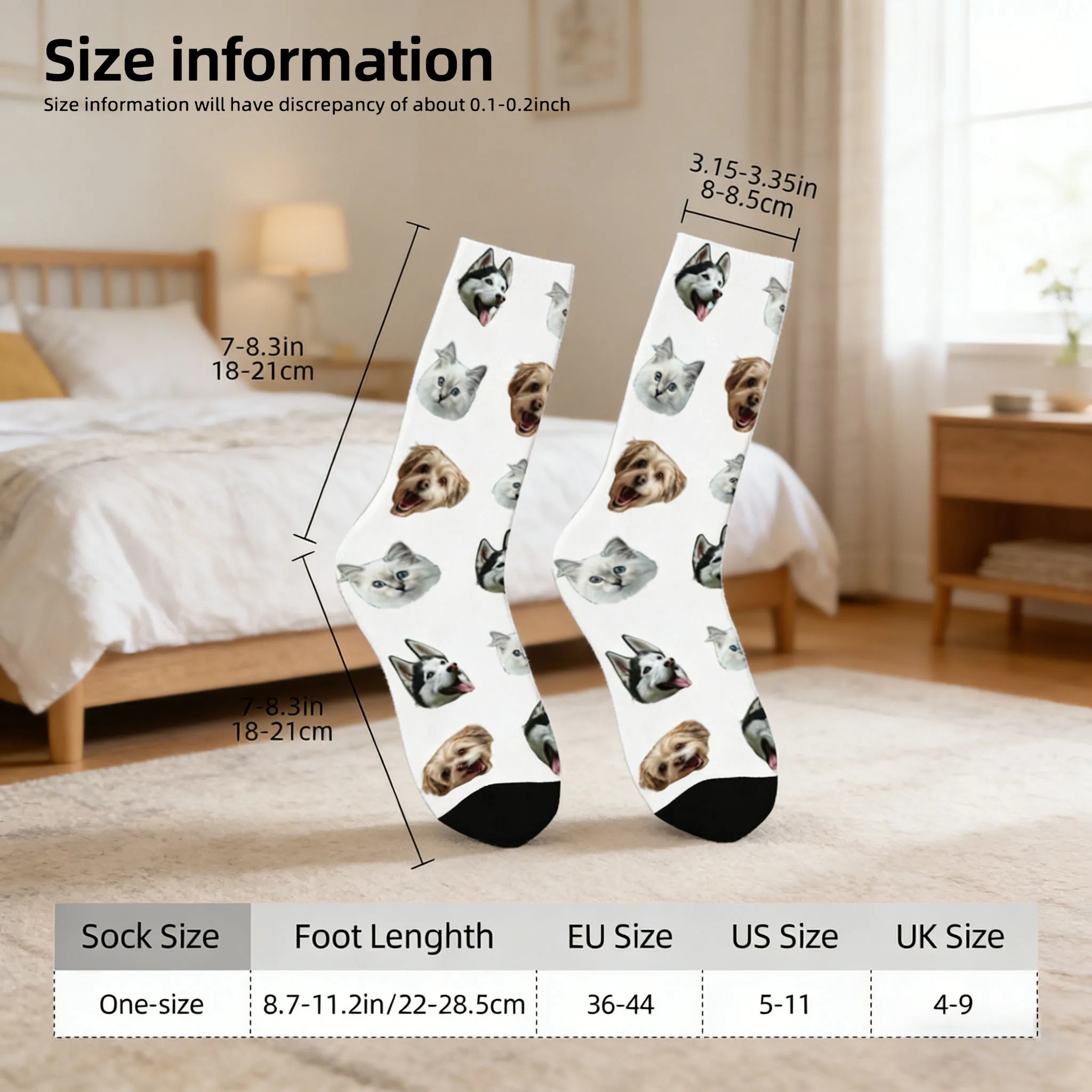 Calzini personalizzati con motivo volto Calzini personalizzati unisex Calzini personalizzati con motivo animali domestici Calzini fotografici Calzini personalizzati come regali