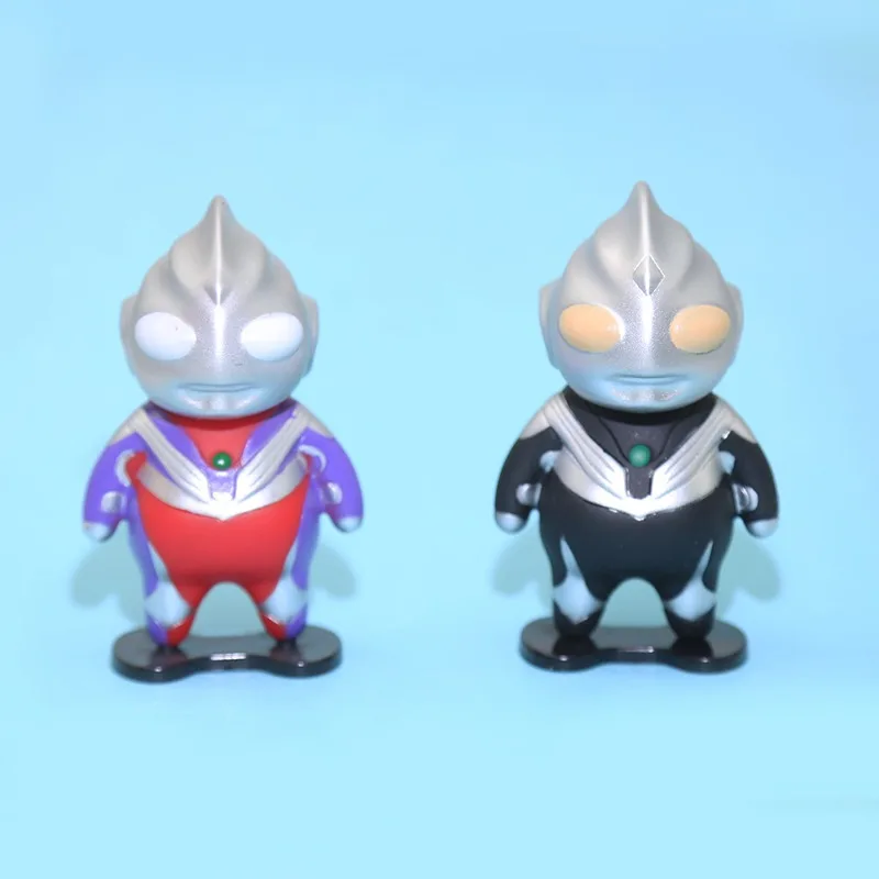 

2pcs/set Ultraman Anime Figure Tiga Model Q Version Cute Car Ornament Desktop Decoration Toy Gifts