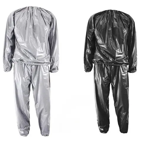 1Set Sauna Suit Top Pants Weight Loss Waterproof Windproof Sweat Tracksuit Fat Burning Fitness Sportswear