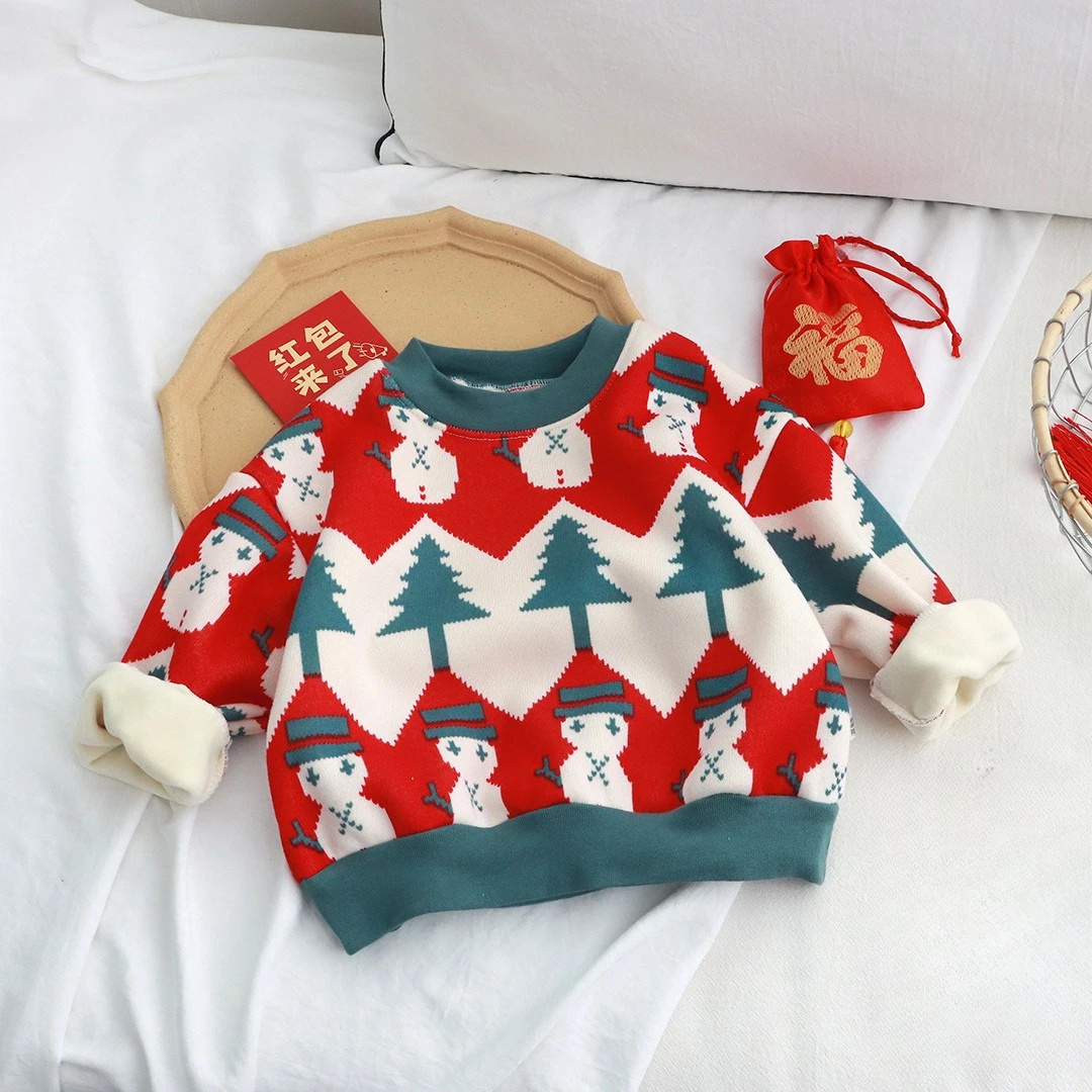 

2-11T Kids Autumn Winter Plaid Sweater 2025 New England Cotton Thick Warm Diamond Plaid Boys Girls Pullover Children Clothing