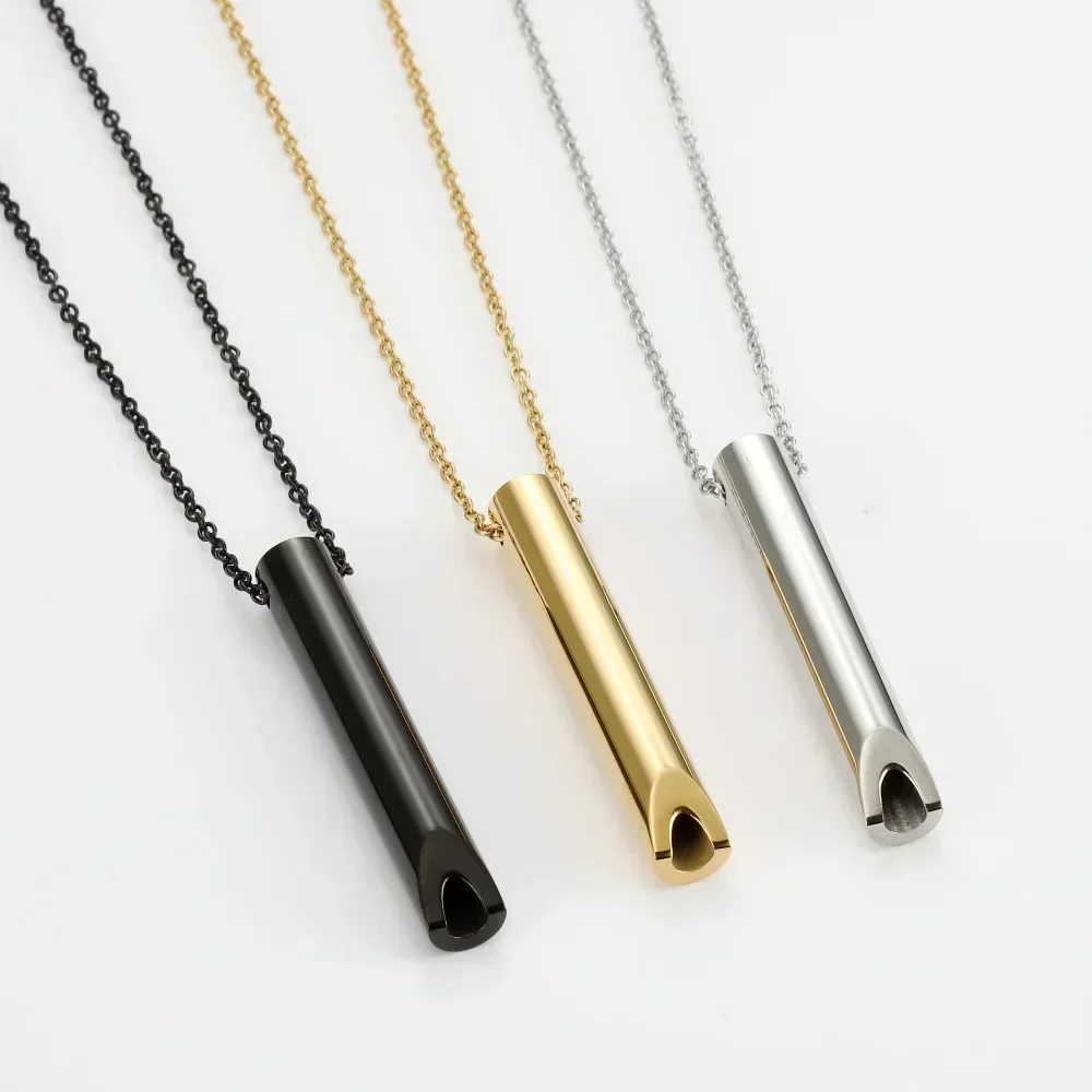 Stainless Steel Anxiety Necklaces for Women Stress Relief Breathing Meditation Necklace Yoga Ritual Female Jewelry Accessories