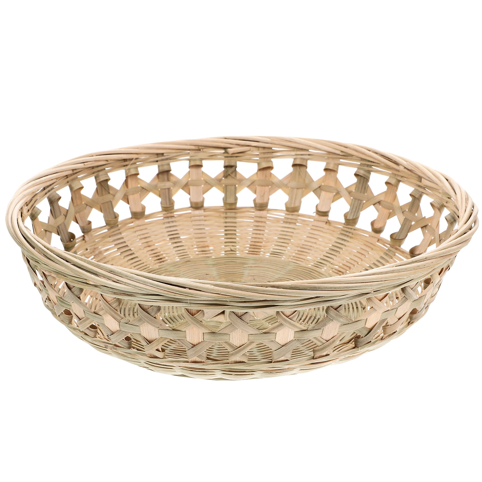

Bamboo Fruit Handmade Woven Storage Basket 25cm Round Bread Snack Container Home Storage Basket Kitchen Decor Safe No Odor