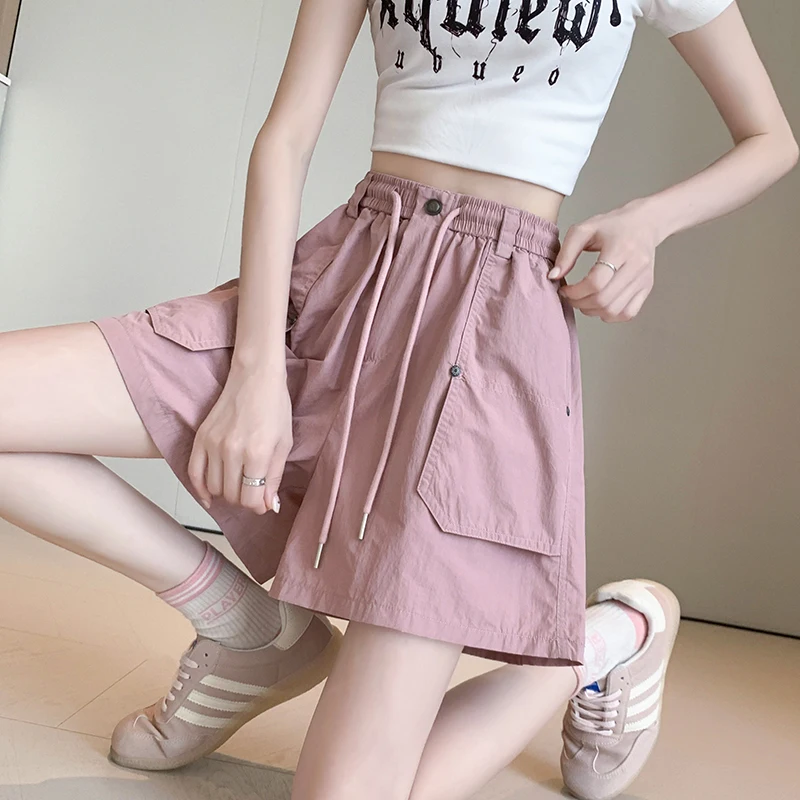 Work Pants Women 2024 Summer New American Vintage Loose Thin Casual Pants Design Sense Loose Versatile Shorts Female