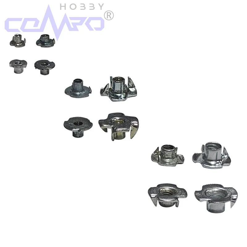 20 Pcs American Standard 2-56 10-32 8-32 Metal T Nuts Three/Four Jaw Nut Blind Nuts Three Claws For Rc Model Plane Accessories