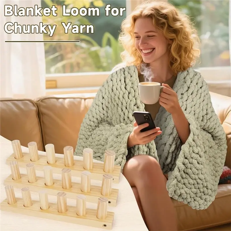 2025 Trend Wooden Loom Kit For Blankets- Extra Jumbo Chunky Yarn, 39 Inch DIY Handmade Crochet Knitting Tool For Making For Blan