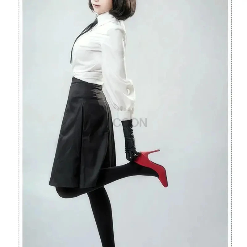 x;3,c'5\b/Anime Bungo Stray Dogs Detective Agency Member Akiko Yosano Cosplay Costumes Shirt Skirt Tie Gloves School U5'g,7\j'8/