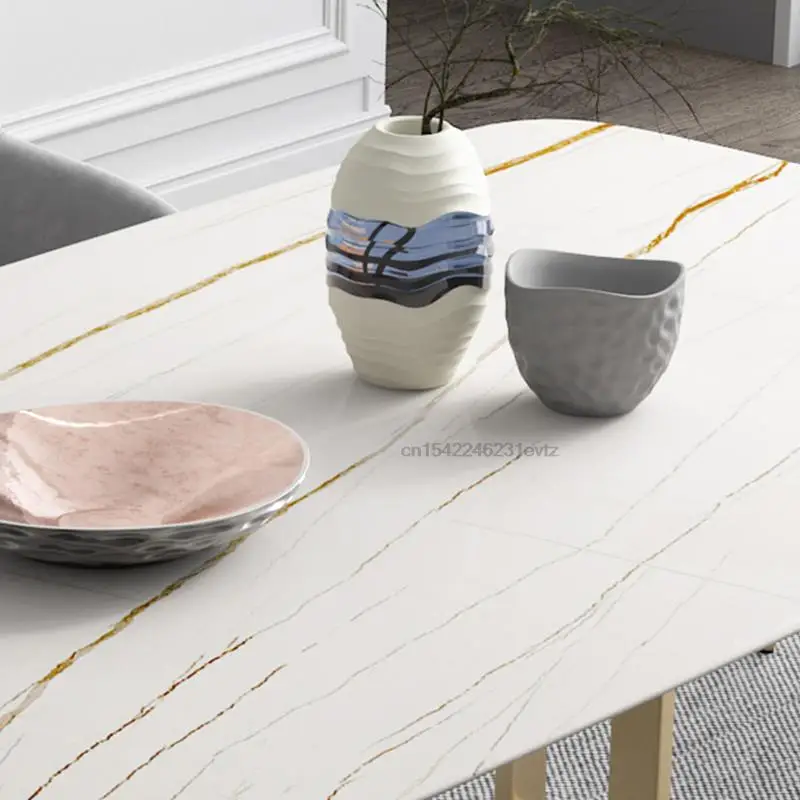 Light Luxury Post-modern Slate Dining Table And Chair Combination Rectangular Home Small Italian Minimalist Kitchen Table