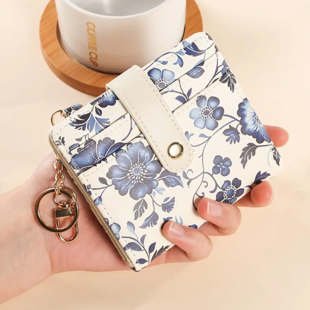 Portable Floral Women Wallet PU Leather Large Capacity Credit Card Holder Multipurpose Gift Card Pouch