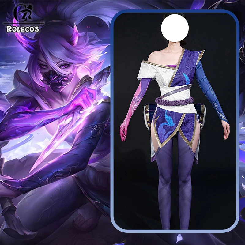 

Костюм для косплея Akali Spirit Blossom из игры LOL от ROLECOS, женский фиолетовый костюм для ролевых игр, униформа для Хэллоуина и карнавальных вечеринок