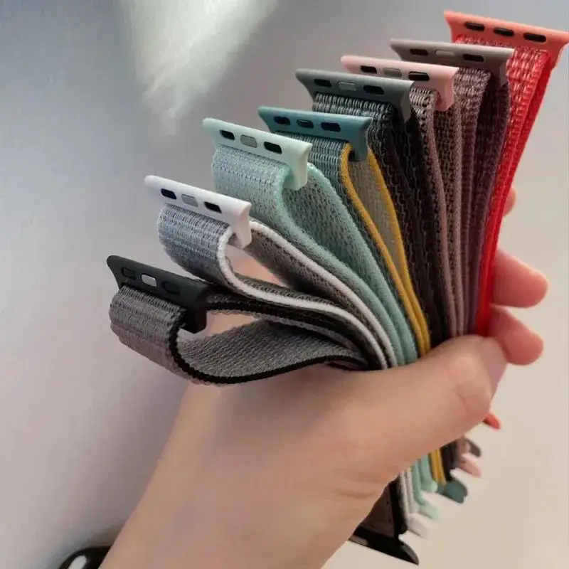 애플 워치 밴드용 나일론 루프, 스포츠 스트랩 팔찌, iwatch 시리즈 9, 8, se, 7, 6, 5, 4, 3, 1, 울트라 2, 49mm, 44mm, 40mm, 45mm, 41mm, 42mm, 38mm 