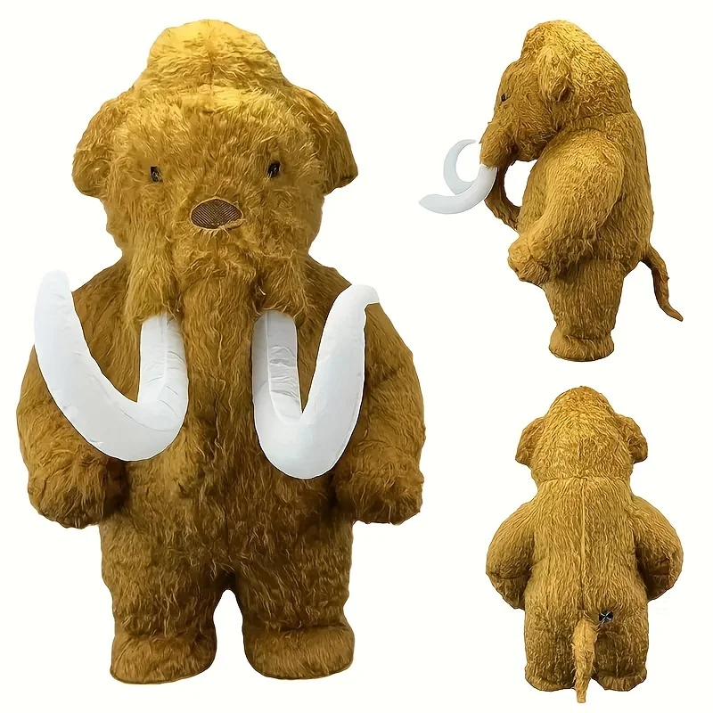 Harige Mammoet Opblaasbaar Pak Halloween Party Game Olifant Fursuit Kostuums Mascotte Pluche Bloeien Cosplay Kleding Volwassen carnaval