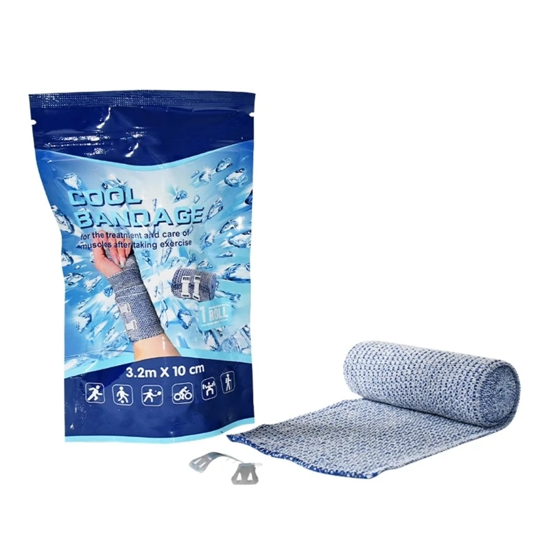 P9FC Breathable Cold Bandage Wrap 10cmX3.2m Cotton Cooling Bandage for Athletes
