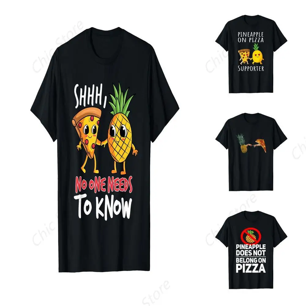 Pineapple on Pizza Creation of a Masterpiece Graphic Tshirt Funny Pizza T-Shirt Cotton O-Neck Short Sleeves for Casual Outdoor