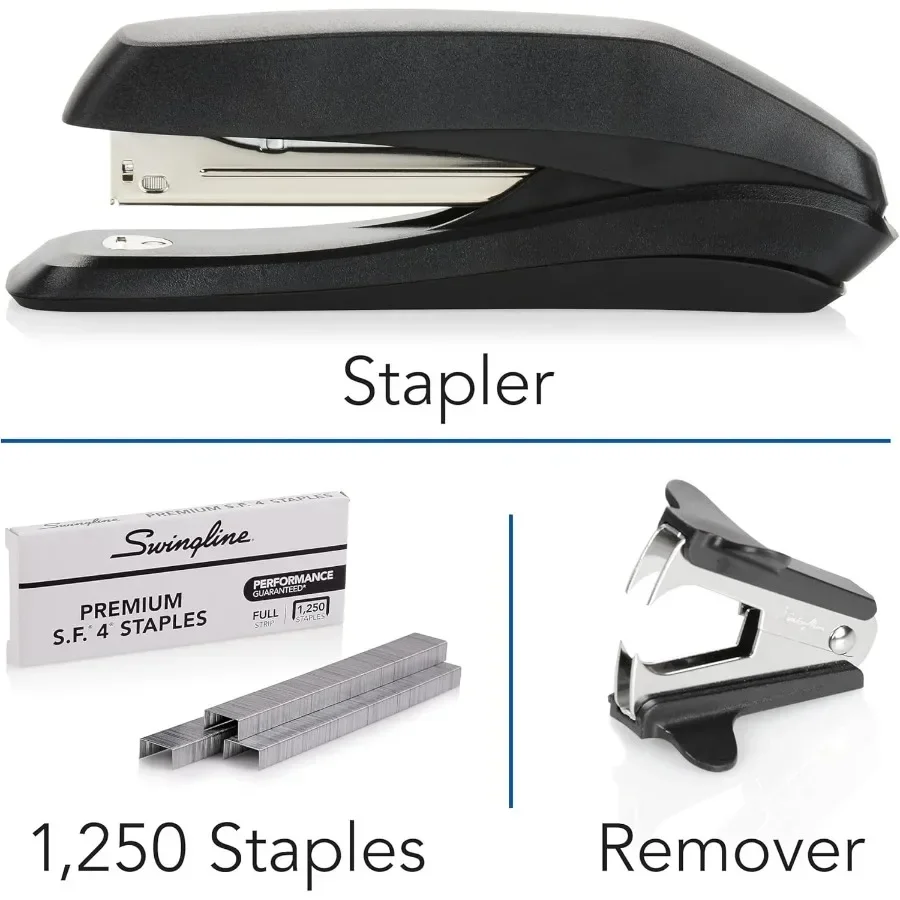 Kit Stapler Serbaguna, Bebas Macet dengan 1250 Staples & Penghapus untuk Meja Kantor & Rumah