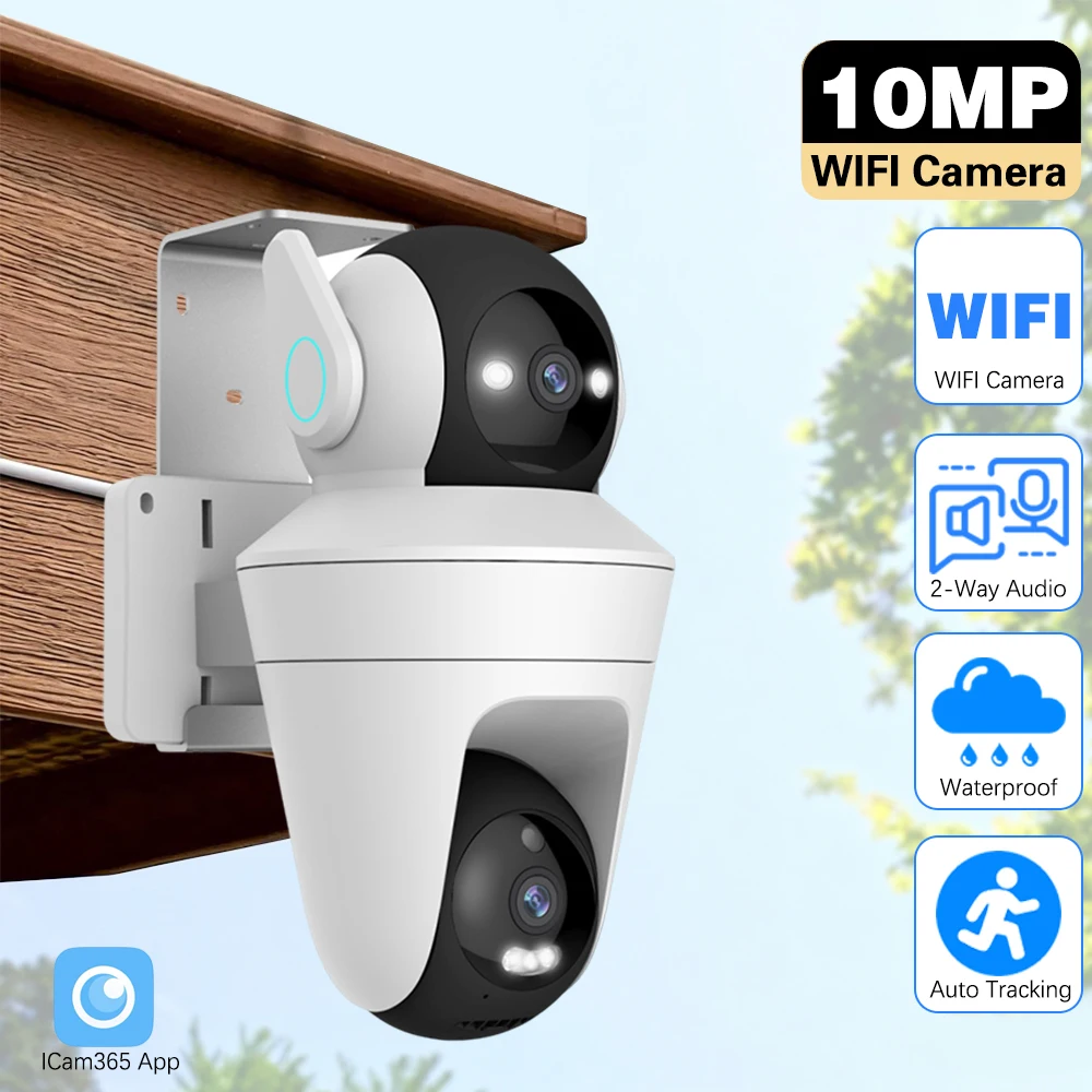 

Беспроводная уличная IP-камера видеонаблюдения 360° с двумя объективами, 10 МП, Wi-Fi, двумя экранами, PTZ, водонепроницаемая