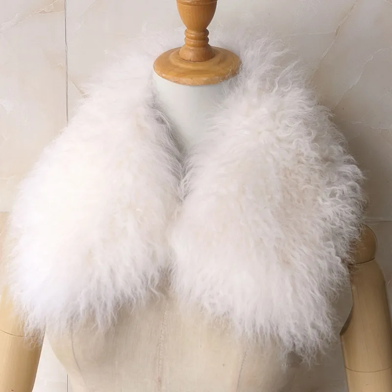 Damen Winter Echt-Lammfell-Schal Modischer Warmer Dicker Luxus Echtfell-Schal für Frauen – Detail 12