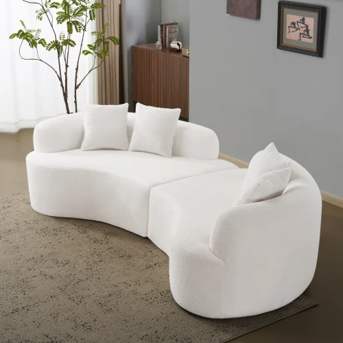 

Curved Special-Shaped Cream Modular Sofa Set Small Apartment Clothing Store Beauty Salon B&B Office Rest Area Wood Sponge Hotels