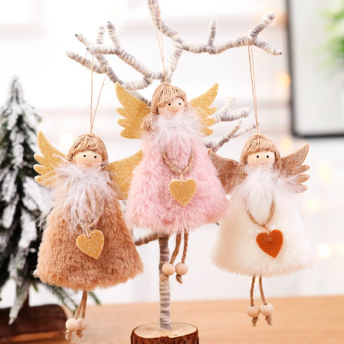 Plush Angel Doll Christmas Tree Pendant Merry Christmas Decor For Home 2024 Navidad Natal Noel Kerst Xmas Kid Gift New Year 2025