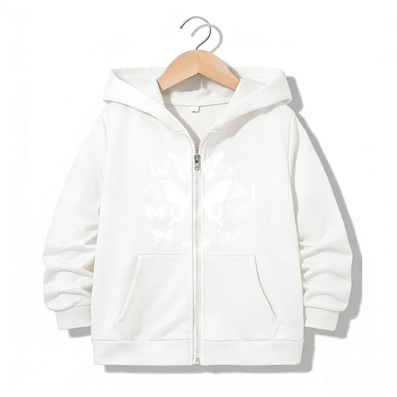 Zipper Hoodie Funny Casual Butterfly graphic Hoodies Jackets Boys Girls Y2k Zip Up Sweatshirt hoodies