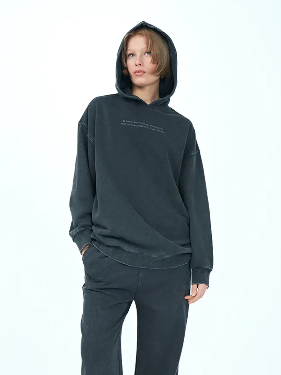 Bluzy z kapturem w stylu dark punk z grafiką, postarzane, sprane, czarne, oversize, estetyczne bluzy z nadrukiem kwiatów i liter, Harajuku