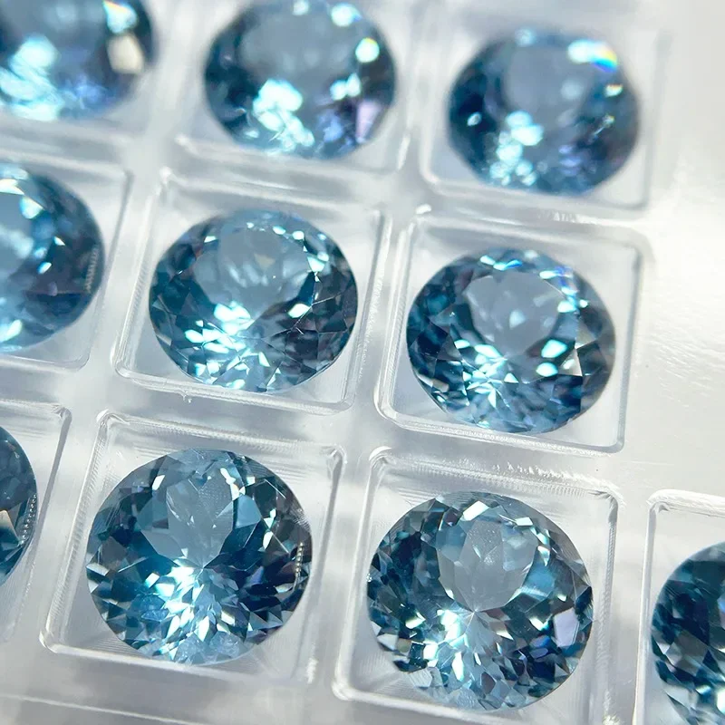 Laborgezüchteter Saphir Aquamarin Farbiger Herzschliff Loser Edelstein DIY Ring Halskette Ohrringe Wählbare Hauptmaterialien Zertifikat – Detail 6