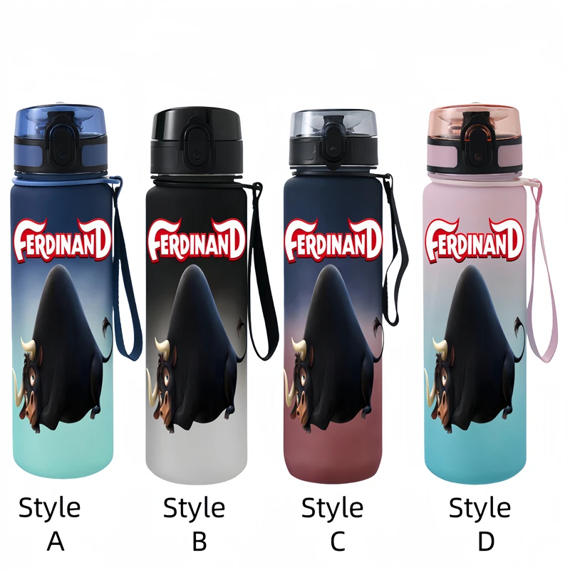 650ML Ferdinand  Anime Characters Water Cup Portable Children's  Outdoor  Large Capacity Plastic Antidrip Water Bottle