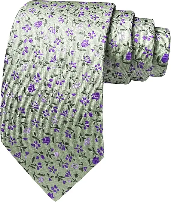 Elegant Spring Style Flower Men Tie Set Casual Wedding Business Necktie Hanky Cufflinks 3PCS Suit Accessories Mint Green Pink