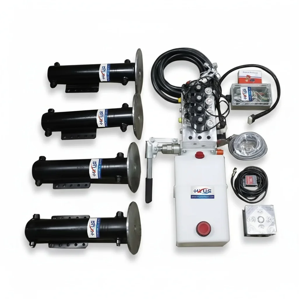 Hydraulic Power Unit, 12VDC 16Mpa Auto Leveling System, Double Acting Steel Cylinder for RV Caravan Motorhome Jack, 3-20 Tons