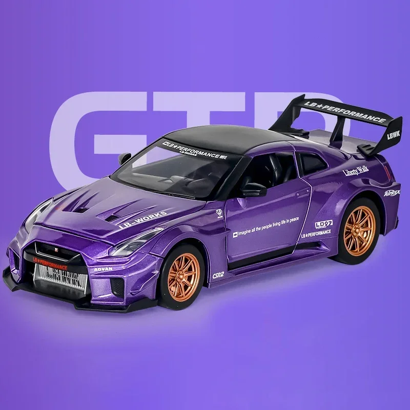 Metal Diecasts e Veículos De Brinquedo Para Nissan GTR CSR2 Skyline Ares, Modelo De Carro, Alta Simulação, Brinquedos De Coleção Puxar, 1:24