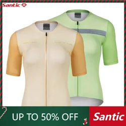 Santic Women's Cycling Jerseys Summer Reflective Short Sleeved Breathable Cycling Top Quick Dry Cycling Jerseys WL3C02223